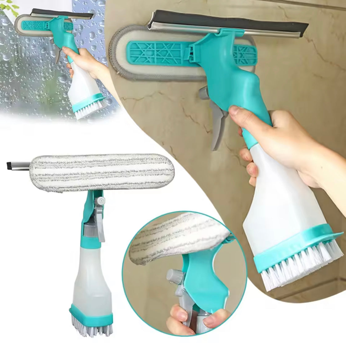 4 in 1 Spray Window Cleaning Brush, Multifunctional Glass Cleaning Scrub With Water Spray, Household Glass Wiper With Water Gun 4 in 1 Spray Window Cleaning Brush, Multifunctional Glass Cleaning Scrub With Water Spray, Household Glass Wiper With Water Gun